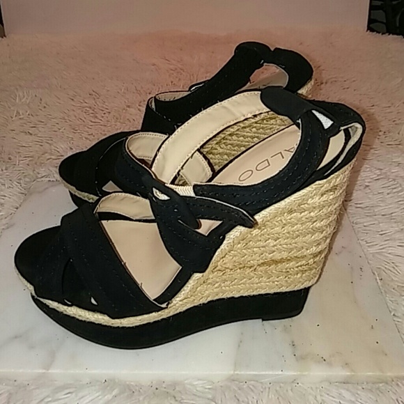 Aldo Shoes - Aldo Women's Black Suede Wedge Platform Espadrille
